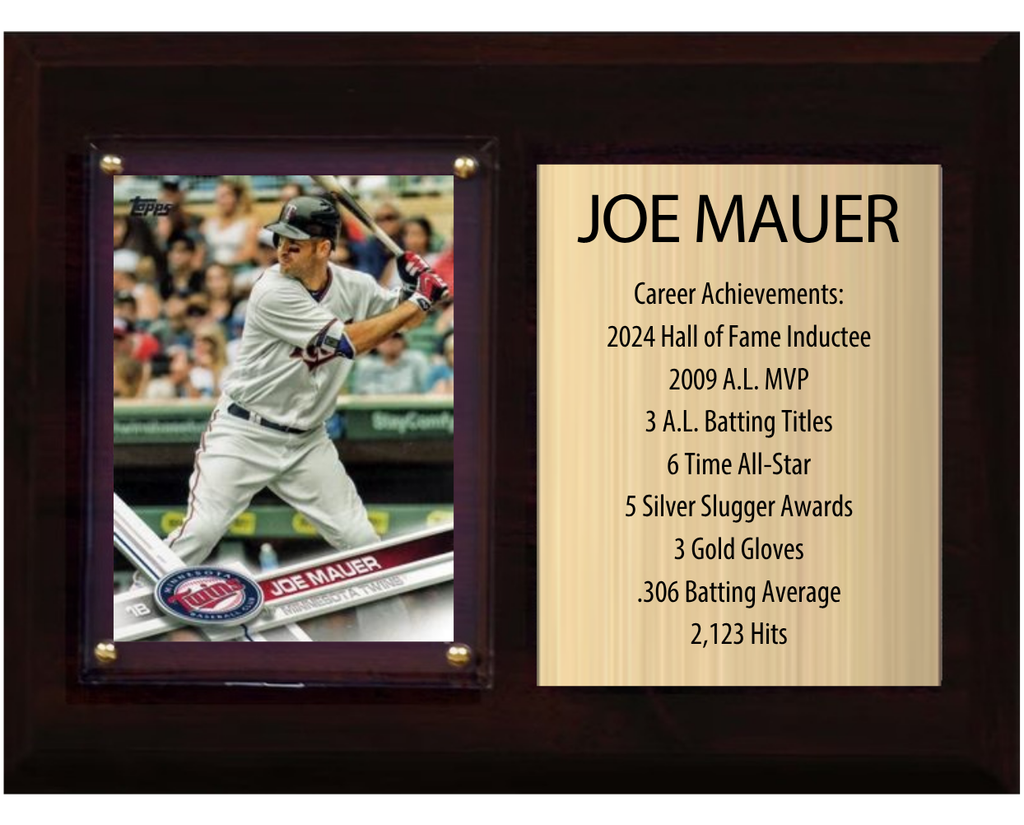 Joe Mauer Minnesota Twins Hall of Fame Stats Plaque 6x8 1 Card Topps, Bowman 2024 2025 2026