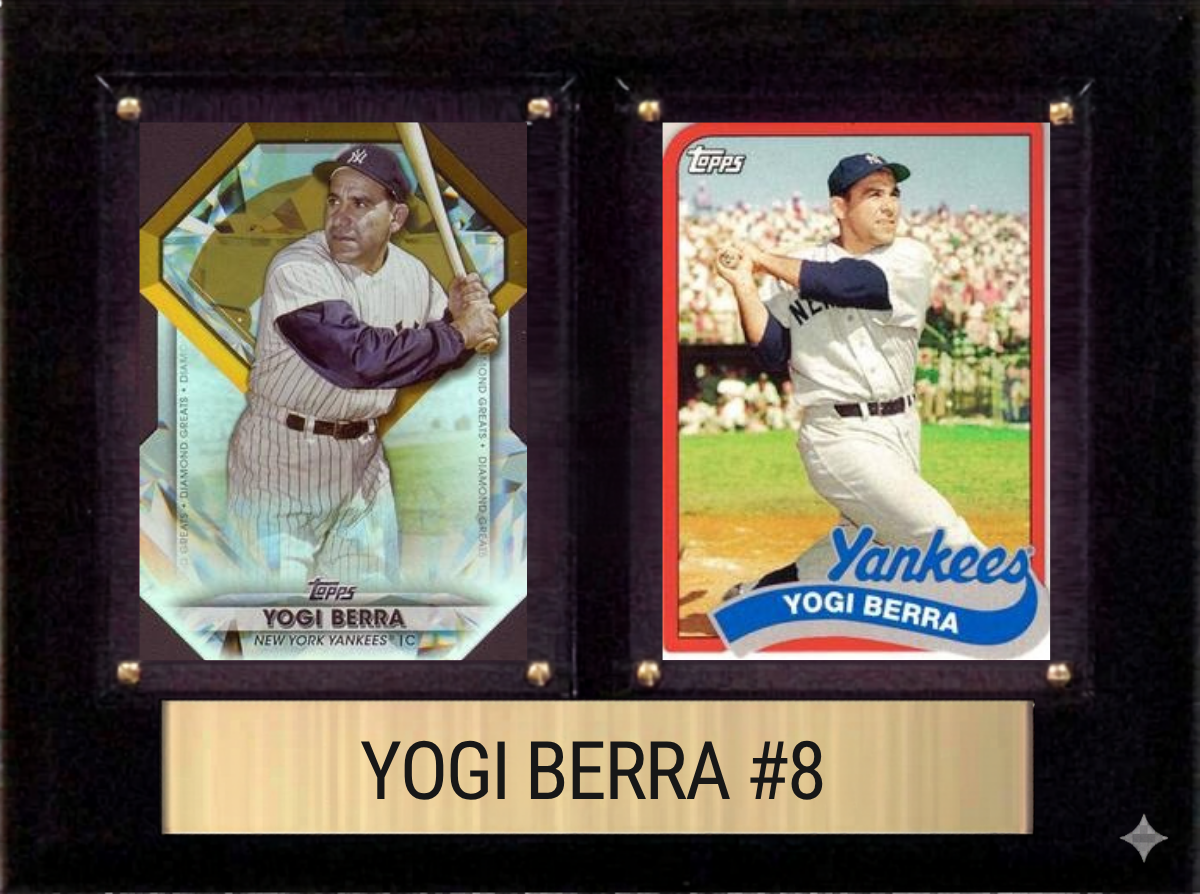 Yogi Berra New York Yankees HOF Fan Gift Plaque 6x8 2 Cards Topps Donruss Panini 2024 2025 2026