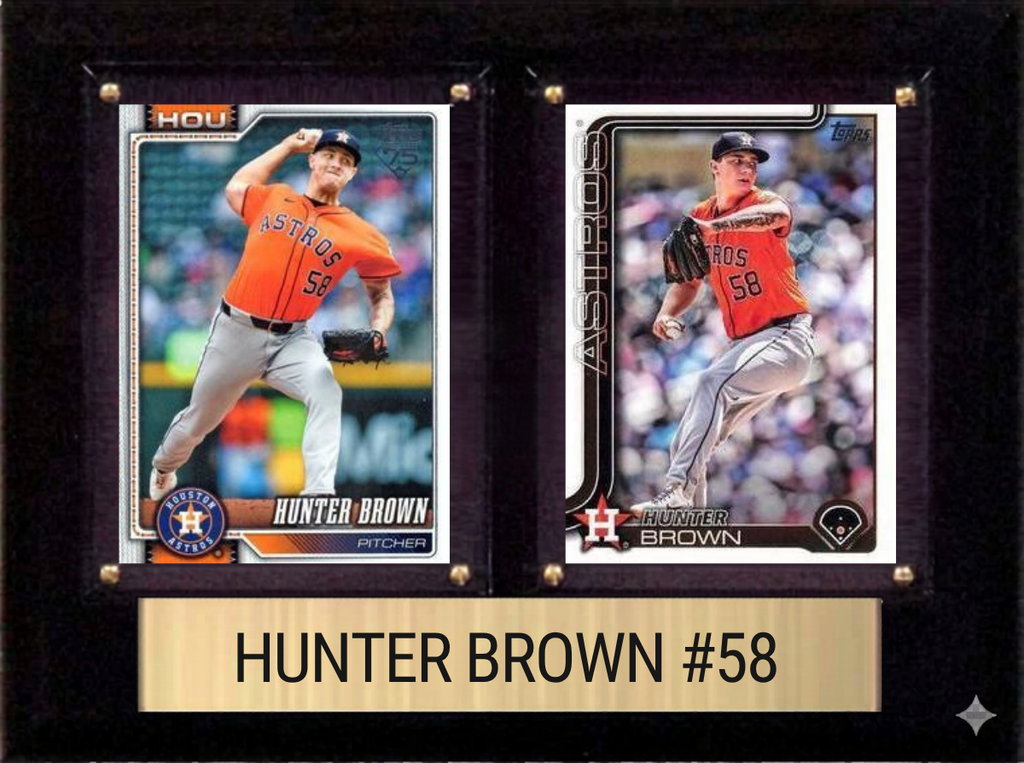 Hunter Brown Houston Astros Fan Gift Plaque 6x8 2 Cards Topps, Bowman 2024 2025 2026