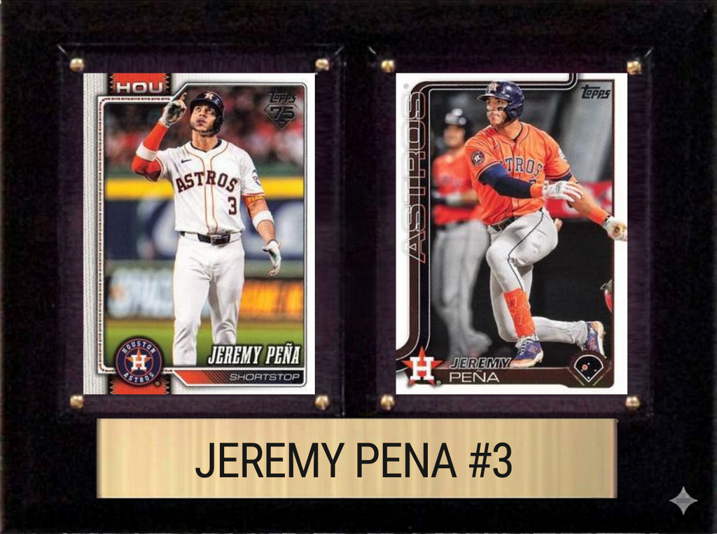 Jeremy Pena Houston Astros Fan Gift Plaque 6x8 2 Cards Topps, Bowman 2024 2025 2026