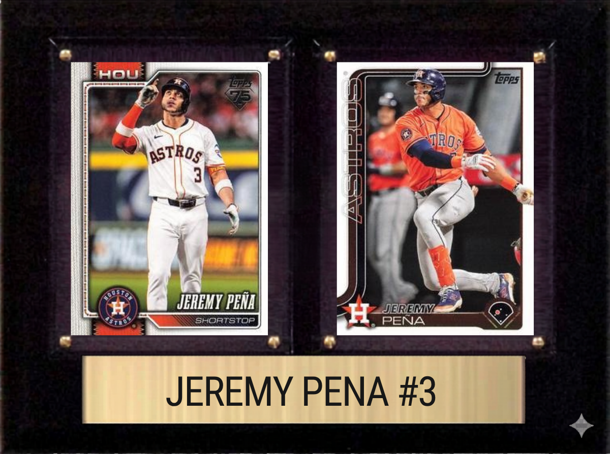 Jeremy Pena Houston Astros Fan Gift Plaque 6x8 2 Cards Topps, Bowman 2024 2025 2026