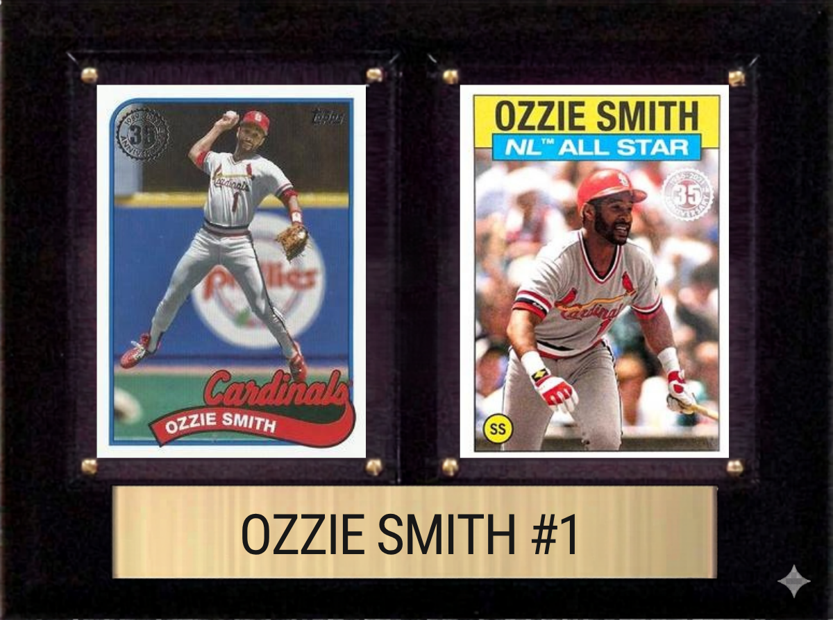 Ozzie Smith St. Louis Cardinals Hall of Fame Fan Gift Plaque 6x8 2 Cards Topps, Bowman 2024 2025 2026