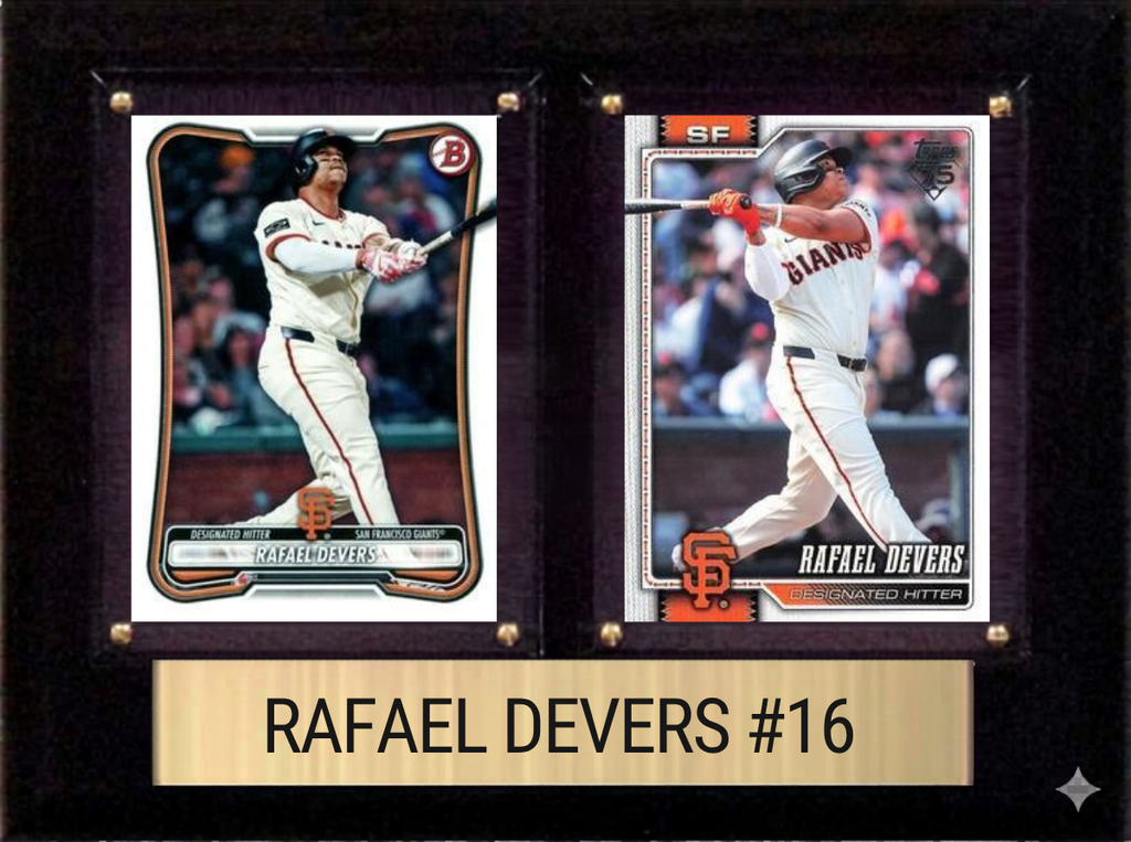 Rafael Devers San Francisco Giants Fan Gift Plaque 6x8 2 Cards Topps, Bowman 2024 2025 2026