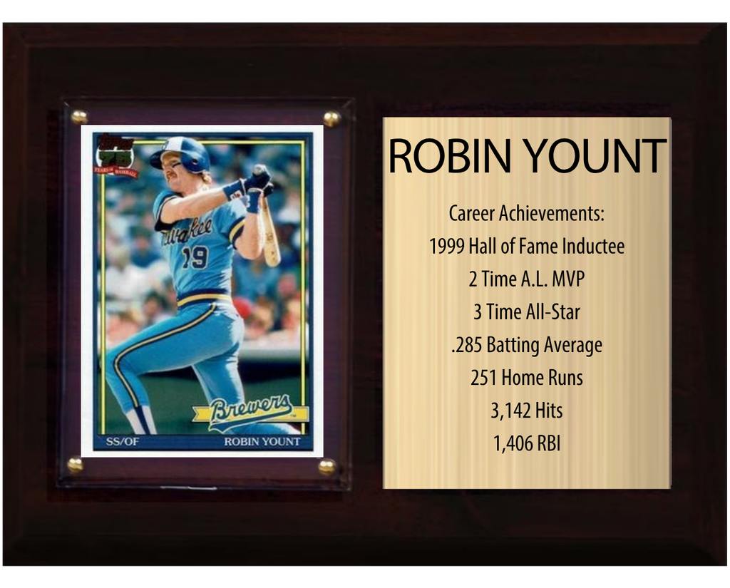 Robin Yount Milwaukee Brewers Hall of Fame Stats Plaque 6x8 1 Card Topps, Bowman 2024 2025 2026