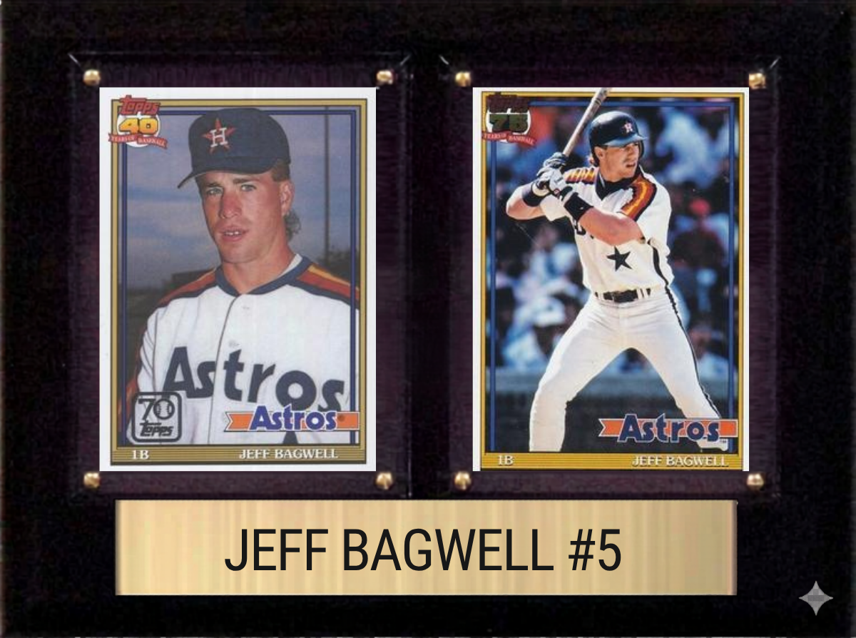 Jeff Bagwell Houston Astros Hall of Fame Fan Gift Plaque 6x8 2 Cards Topps, Bowman 2024 2025 2026
