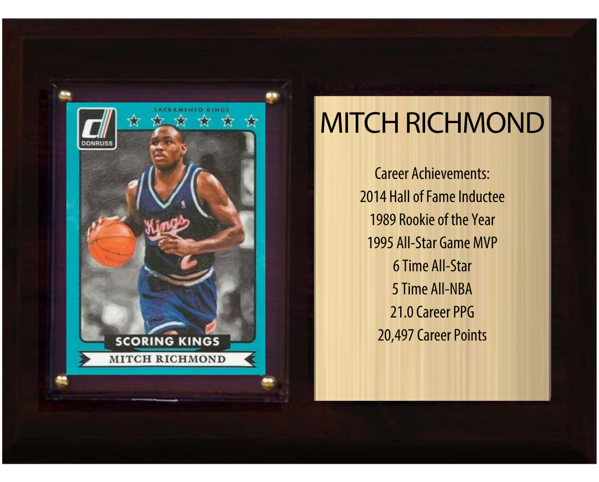 Mitch Richmond Sacramento Kings Hall of Fame Stats Plaque 6x8 1 Card Hoops, Prizm, Donruss 2024 2025 2026
