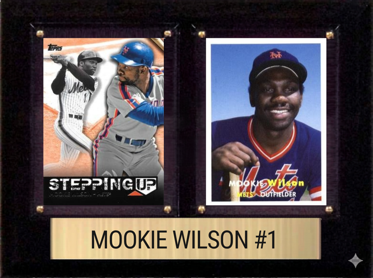Mookie Wilson New York Mets Fan Gift Plaque 6x8 2 Cards Topps, Bowman 2024 2025 2026