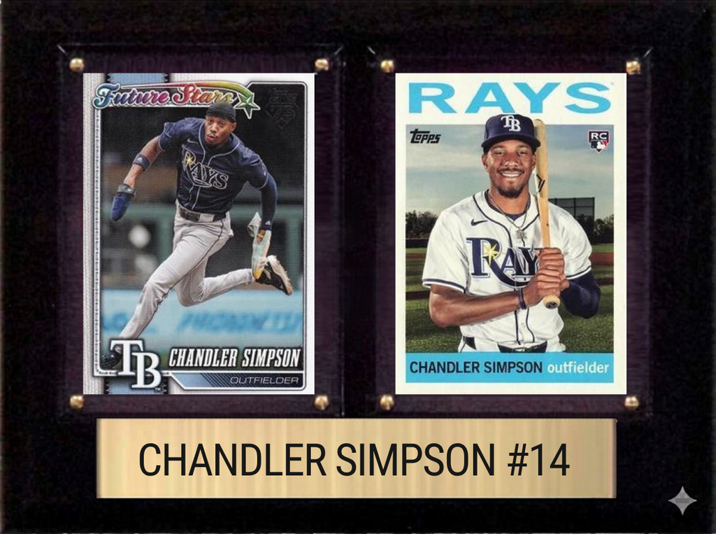 Chandler Simpson Tampa Bay Rays Fan Gift Plaque 6x8 2 Cards Topps, Bowman 2024 2025 2026
