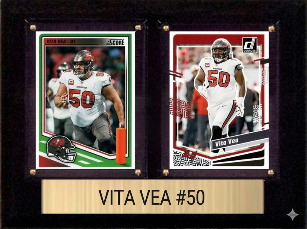 Vita Vea Tampa Bay Buccaneers Fan Gift Plaque 6x8 2 Cards Prizm, Donruss, Score 2024 2025 2026