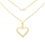 Cubic Zirconia 14K Gold Filled Delicate Heart Pendant Necklace Set