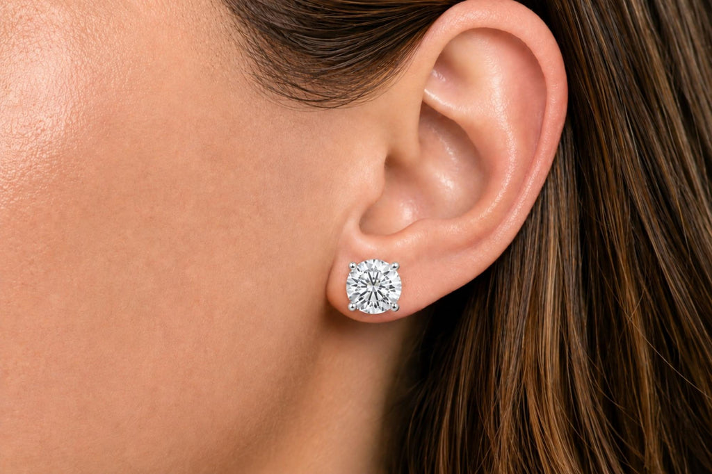 IGI Certified 14K Gold Lab Grown Diamond Solitaire Stud Earrings