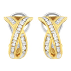 14K Yellow and White Gold 1/2 TDW "X" Shape Cross Over Diamond Hoop Earrings (I-J, I2-I3)