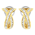 14K Yellow and White Gold 1/2 TDW "X" Shape Cross Over Diamond Hoop Earrings (I-J, I2-I3)