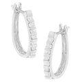 10K Yellow Gold Round and Baguette Cut Diamond Oblong Hinged Leverback Hoop Earrings (Â¼ Cttw, I-J Color, I2-I3 Clarity)