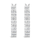 10K White Gold 1.0 Cttw Alternating  Diamond "U" Hoop Earrings (I-J Color, I2-I3 Clarity)