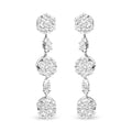 14K White Gold 2.00 Cttw Diamond Composite Cluster Floral Drop Earrings (I-J Color, I1-I2 Clarity)