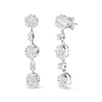 14K White Gold 2.00 Cttw Diamond Composite Cluster Floral Drop Earrings (I-J Color, I1-I2 Clarity)