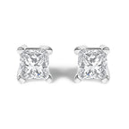 14K White Gold Princess Cut Lab-Grown Diamond Solitaire Stud Earrings (F-G Color, VS2-SI1 Clarity)