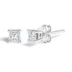14K White Gold Princess Cut Lab-Grown Diamond Solitaire Stud Earrings (F-G Color, VS2-SI1 Clarity)