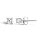 14K White Gold Princess Cut Lab-Grown Diamond Solitaire Stud Earrings (F-G Color, VS2-SI1 Clarity)