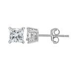 14K White Gold Princess Cut Lab-Grown Diamond Solitaire Stud Earrings (F-G Color, VS2-SI1 Clarity)