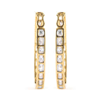 10K Yellow Gold 1.00 Cttw Round and Baguette-Cut Diamond U-Hoop Earrings (H-I Color, SI2-I1 Clarity)