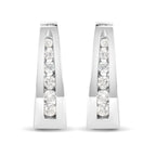 14k White Gold 1/4 Cttw Channel-Set Brilliant Round-Cut Diamond Hoop Earrings (I-J Color, I2-I3 Clarity)