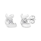 .925 Sterling Silver Round Cut Diamond Fashion Stud Earrings (0.10 cttw, I-J Color, I2-I3 Clarity)