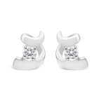 10K White Gold 1/10 Cttw Round Brilliant-Cut Diamond Espira Swirls Solitaire Push Back Stud Earrings (I-J Color, I1-I2 Clarity)