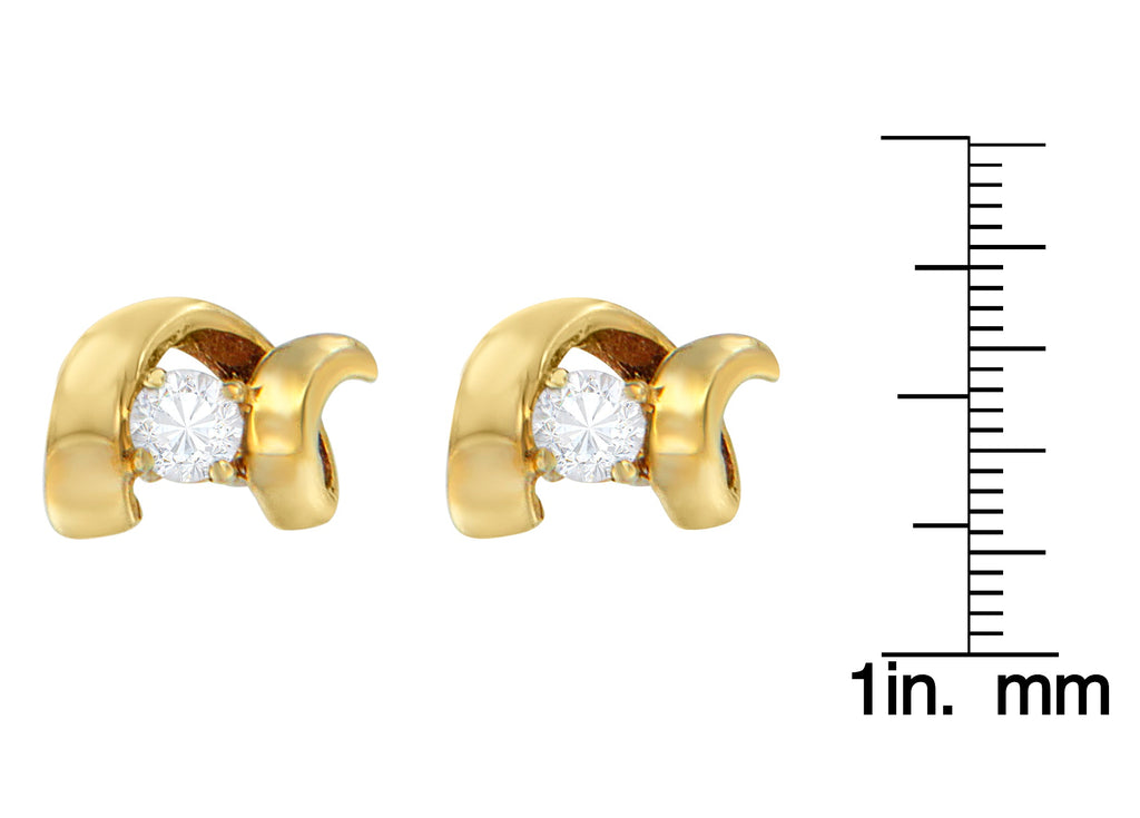 10K Gold 1/10 Cttw Round Brilliant-Cut Diamond Espira Swirls Solitaire Push Back Stud Earrings (I-J Color, I1-I2 Clarity)