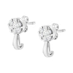 14K White Gold 3/4 Cttw Diamond Floral Cluster Drop and Dangle Stud Earrings (H-I Color, I1-I2 Clarity)