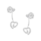 .925 Sterling Silver 1/4 Cttw Diamond Swirl Heart Front/Back Earrings (I-J Color, I2-I3 Clarity)