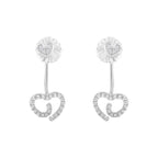 .925 Sterling Silver 1/4 Cttw Diamond Swirl Heart Front/Back Earrings (I-J Color, I2-I3 Clarity)