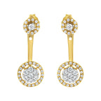 14K Yellow Gold Plated .925 Sterling Silver 5/8 Cttw Diamond Removable Stud and Dangle Earrings (I-J Color, I2-I3)