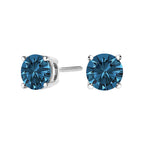 14K Gold Blue Lab Grown Diamond Stud Earrings with Screw Backs
