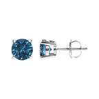 14K Gold Blue Lab Grown Diamond Stud Earrings with Screw Backs