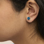 14K Gold Blue Lab Grown Diamond Stud Earrings with Screw Backs