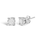.925 Sterling Silver 1/2 Cttw Near Colorless Round Brilliant-Cut Diamond Miracle-Set Stud Earrings (H-I Color, I2-I3 Clarity)