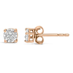 .925 Sterling Silver 1/10 Cttw Round Brilliant-Cut Lab Grown Diamond Miracle-Set Stud Earrings (F-G Color, VS1-VS2 Clarity)