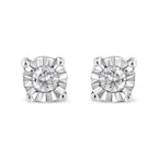 10K Yellow Gold Plated .925 Sterling Silver 1/10 Cttw Round Brilliant-Cut Diamond Miracle-Set Stud Earrings (J-K Color, I3 Clarity)