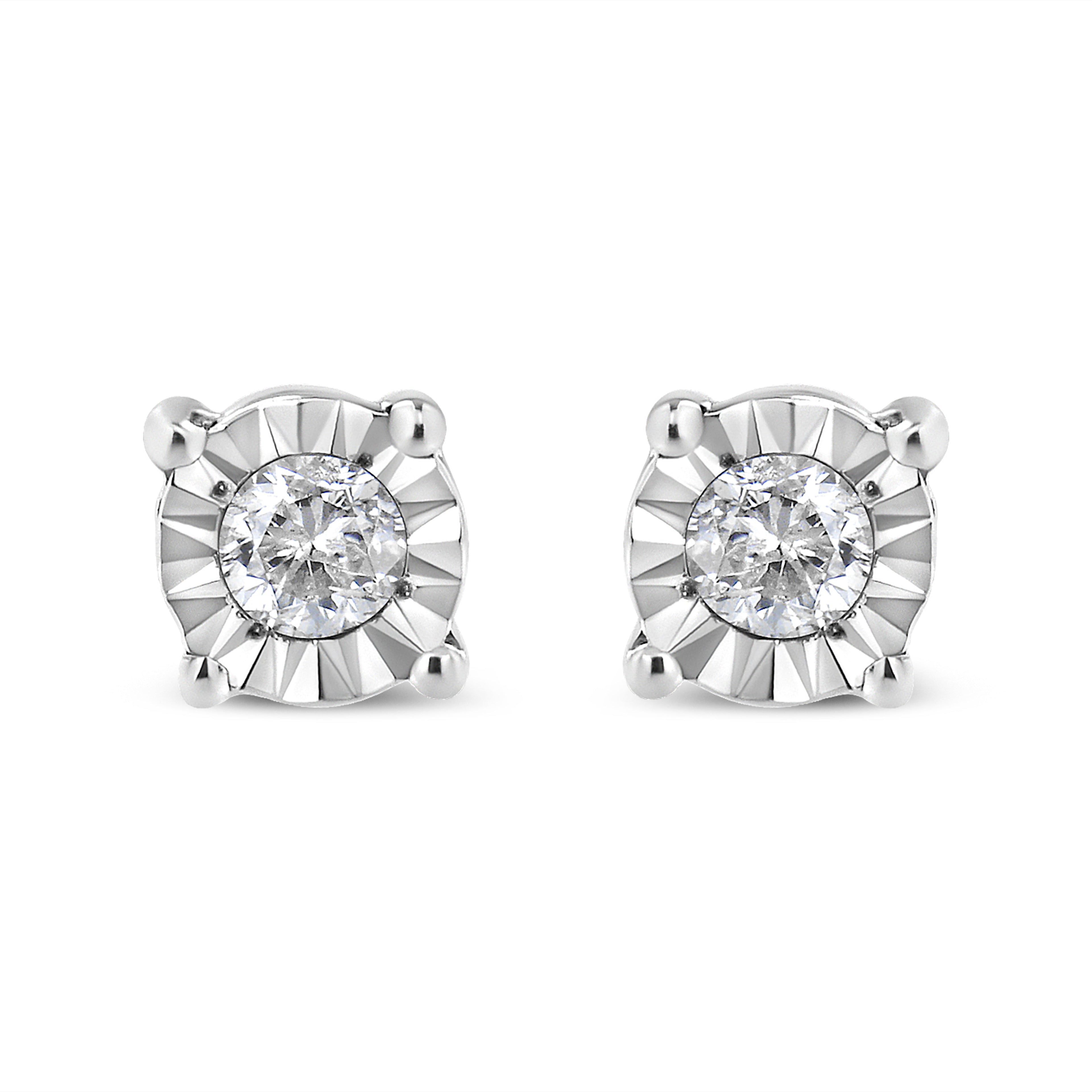 10K Yellow Gold Plated .925 Sterling Silver 1/10 Cttw Round Brilliant-Cut Diamond Miracle-Set Stud Earrings (J-K Color, I3 Clarity)