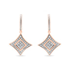 10K Rose Gold Plated Sterling Silver Round Cut Diamond Cushion Dangle Earrings (0.04 cttw, H-I Color, I2-I3 Clarity)