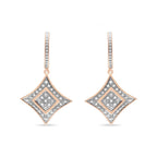 10K Rose Gold Plated Sterling Silver Round Cut Diamond Cushion Dangle Earrings (0.04 cttw, H-I Color, I2-I3 Clarity)
