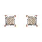 10K Two-Toned Princess-Cut Composite Diamond Stud Earrings (1/2 cttw, J-K Color, I1-I2 Clarity)