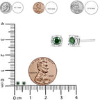 Sterling Silver Rose Cut Treated Green Diamond Solitaire Stud Earrings (0.25 cttw, Green Color, I2-I3 Clarity)
