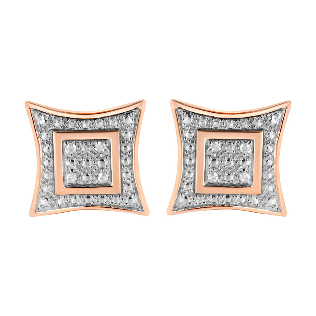 .925 Sterling Silver Diamond Accented 4-Stone Four Pointed Star Shaped Halo-Style Stud Earrings (H-I Color, I2-I3 Clarity)