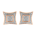 .925 Sterling Silver Diamond Accented 4-Stone Four Pointed Star Shaped Halo-Style Stud Earrings (H-I Color, I2-I3 Clarity)