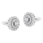 10KT White Gold 1/2 cttw Double Halo Brilliant Round-Cut Diamond Stud Earrings (I-J Clarity, I2-I3 Color)
