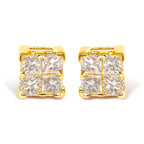 10KT Yellow Gold Princess Diamond Stud Earring (1/4 cttw, J-K Color, I1-I2 Clarity)
