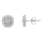 .925 Sterling Silver 1/2 Cttw Round-Cut Diamond Halo Cluster Stud Earring (I-J Color, I2-I3 Clarity)